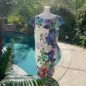 Eliza J Rose Floral 💐 purple Sz 16 Nordstrom shift Dress avant-garde ⭐️